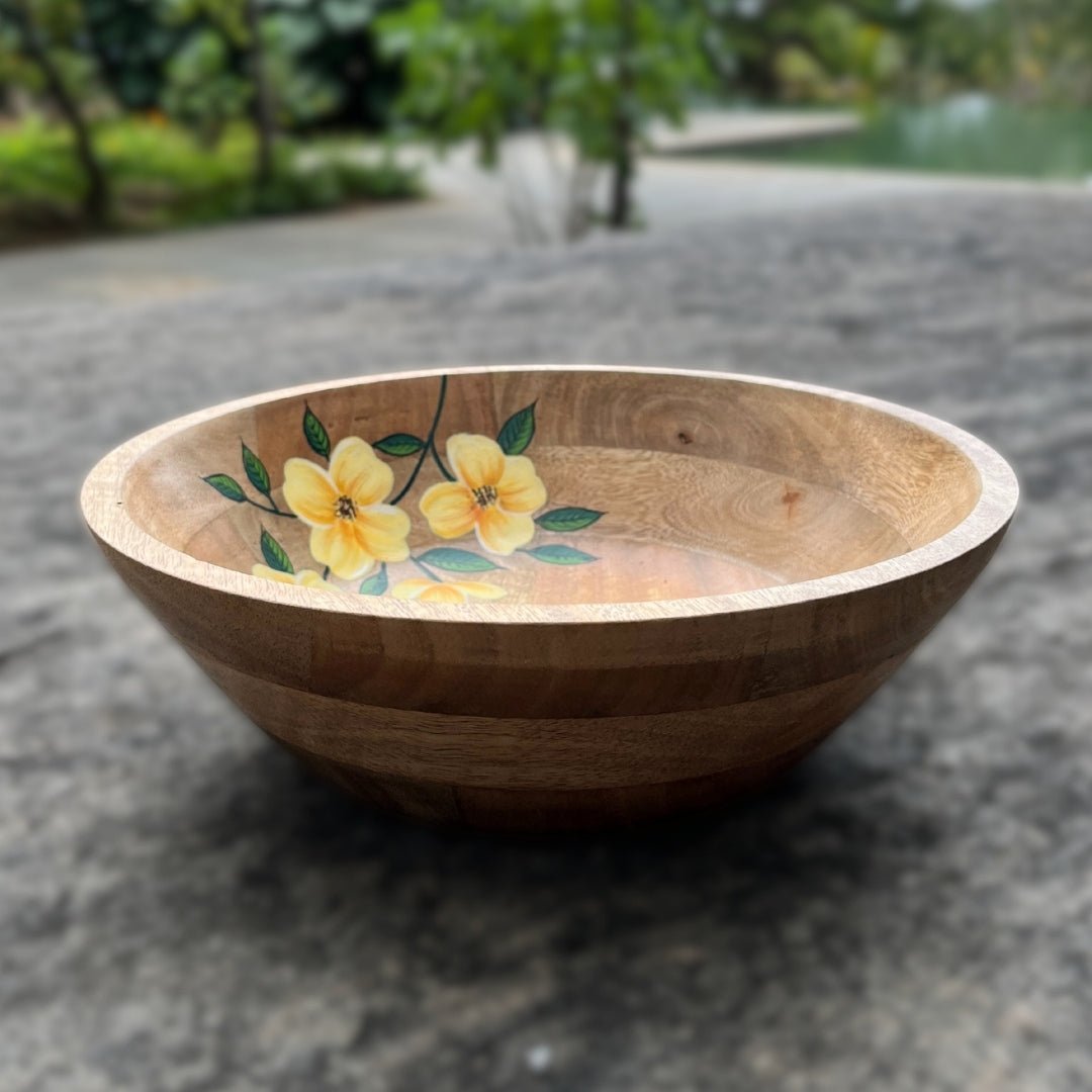 Hand Painted Wooden Bowl Handcrafted from Mango Wood - Eco Friendly Tableware