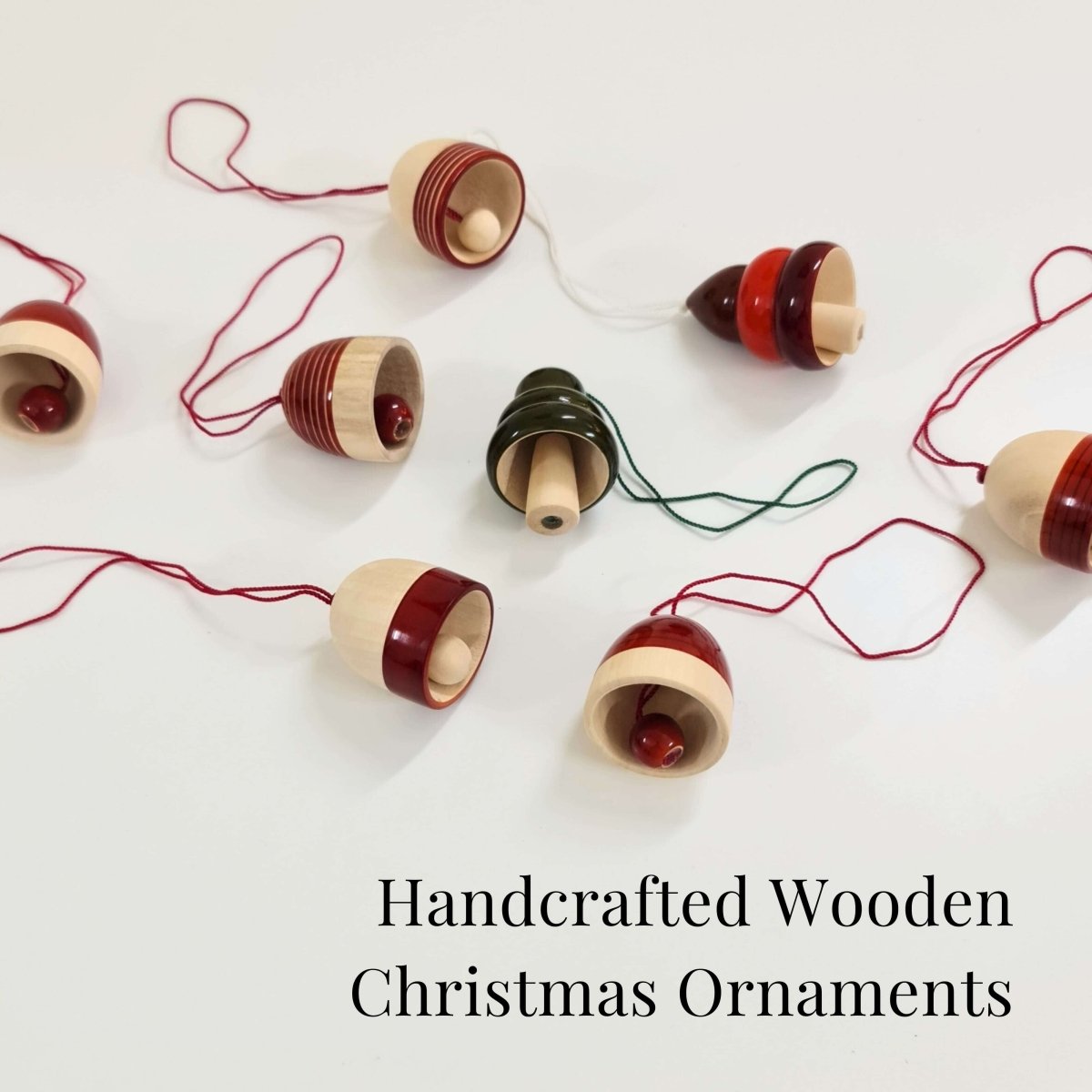 Handmade All Natural Wooden Decorative Bell Ornaments(Set of 8)