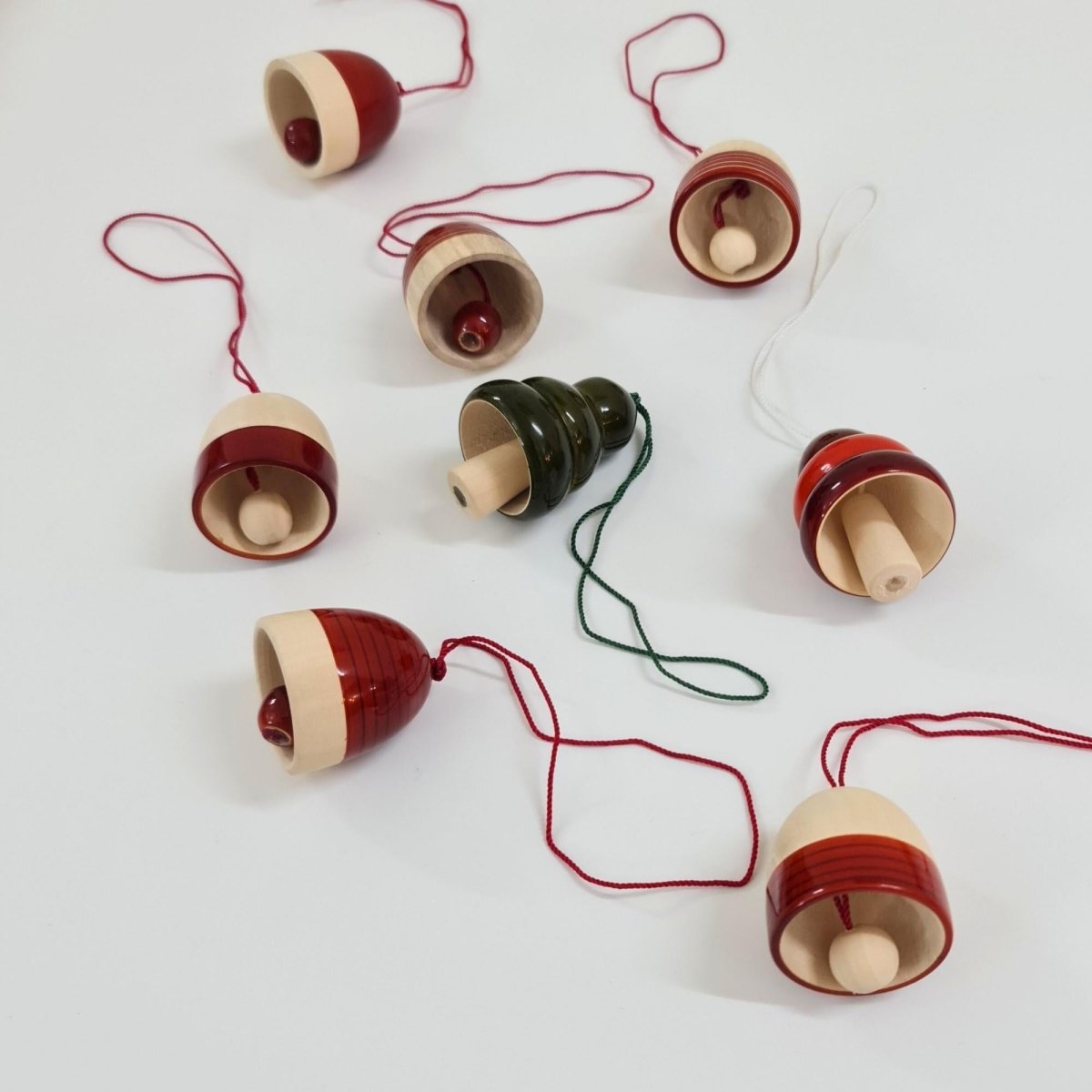 Handmade All Natural Wooden Decorative Bell Ornaments(Set of 8)