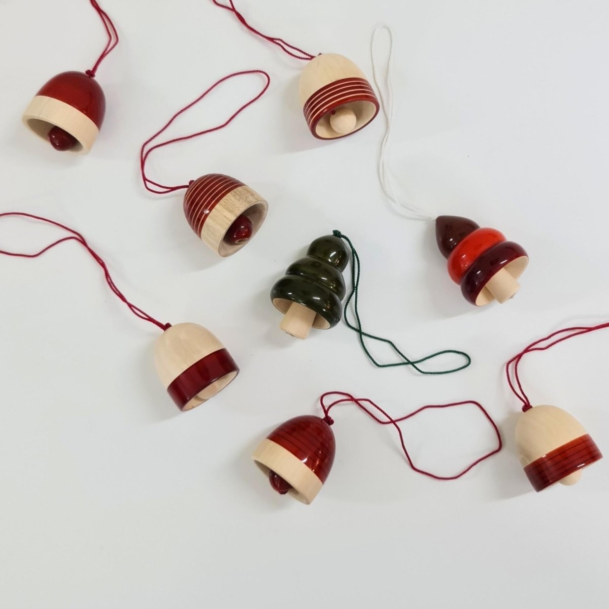 Handmade All Natural Wooden Decorative Bell Ornaments(Set of 8)