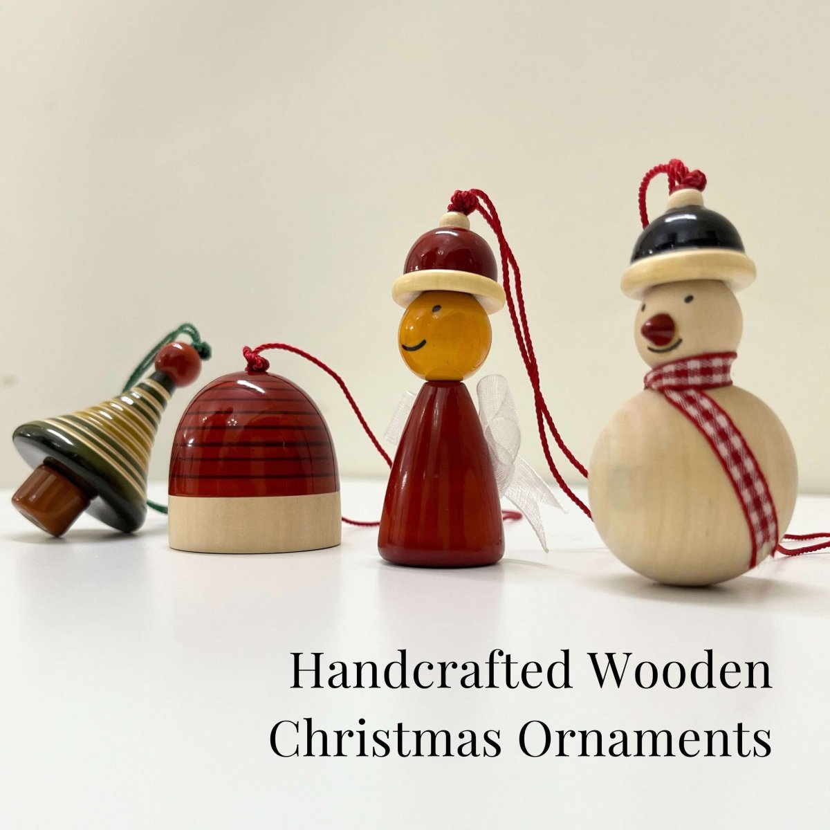 Handmade All Natural Wooden Decorative Ornaments(Set of 4)