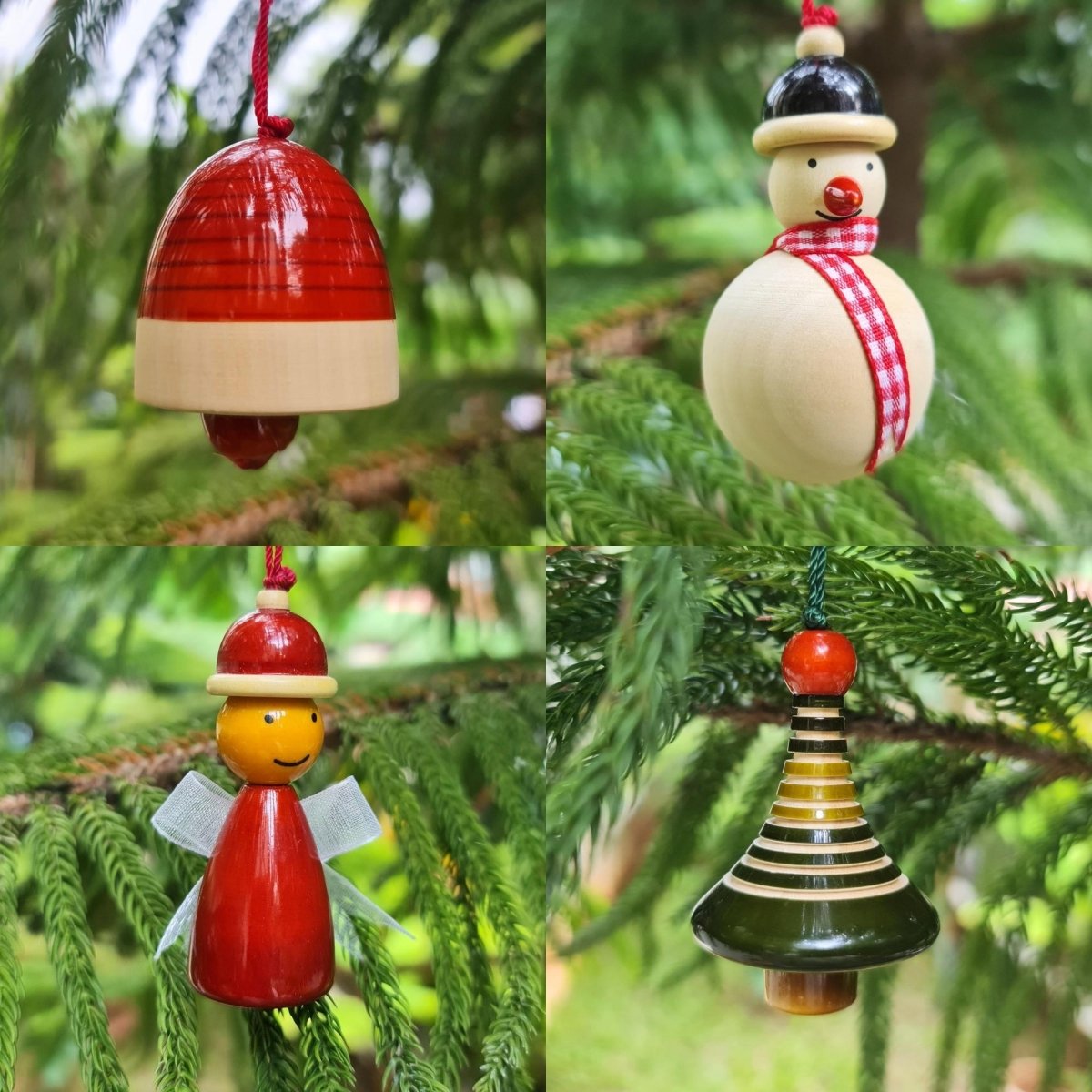 Handmade All Natural Wooden Decorative Ornaments(Set of 4)