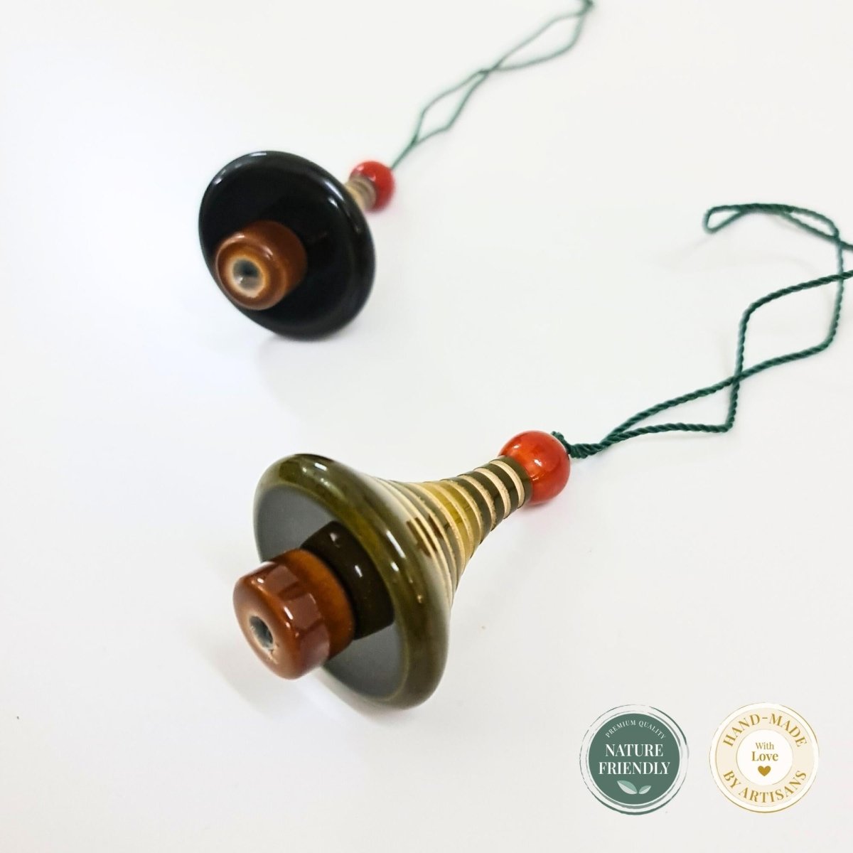 Handmade All Natural Wooden Decorative Ornaments(Set of 2)