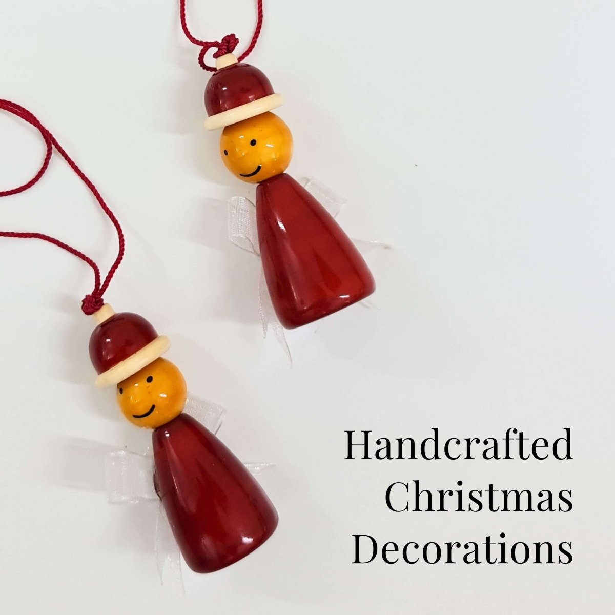Handmade All Natural Wooden Santa's Elves Decorative Ornaments(Set of 2)