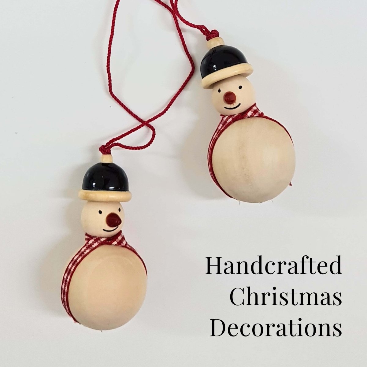 Handmade All Natural Wooden Snowman Decorative Ornaments(Set of 2)