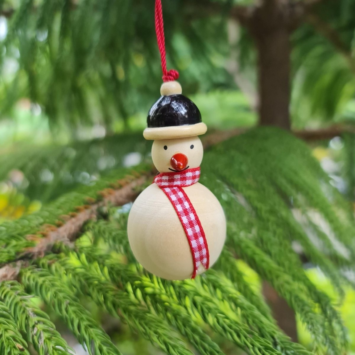 Handmade All Natural Wooden Snowman Decorative Ornaments(Set of 2)