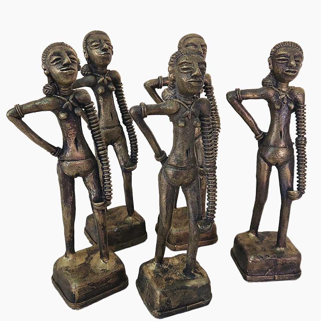 Handmade Harappan Dancing Girl Replica in Dhokra Metal