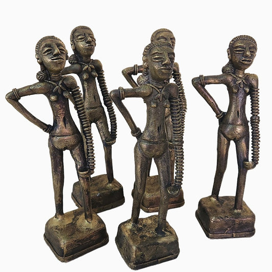 Handmade Harappan Dancing Girl Replica in Dhokra Metal