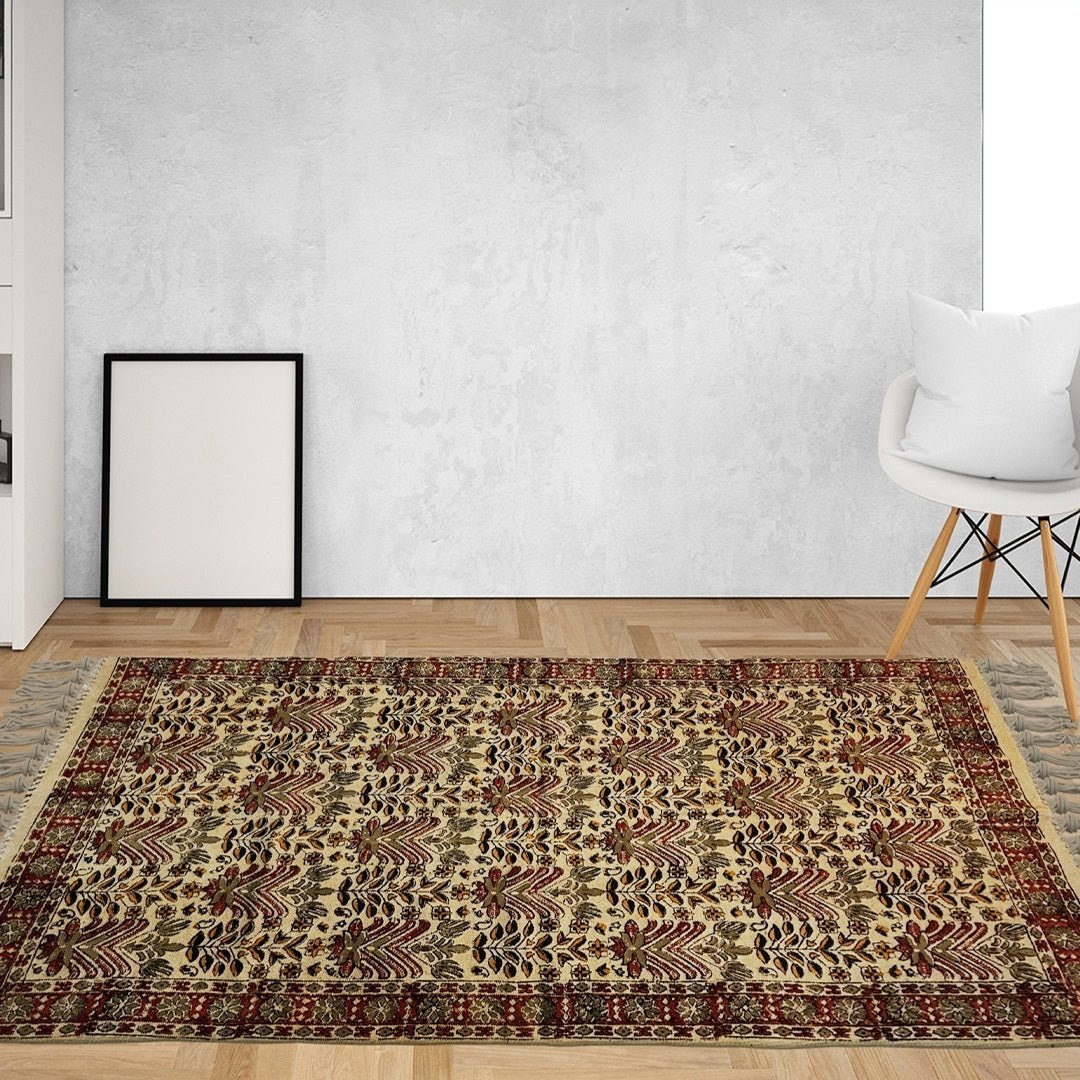 Handmade Cotton Rugs In Floral Kalamkari Print | Handmade In India