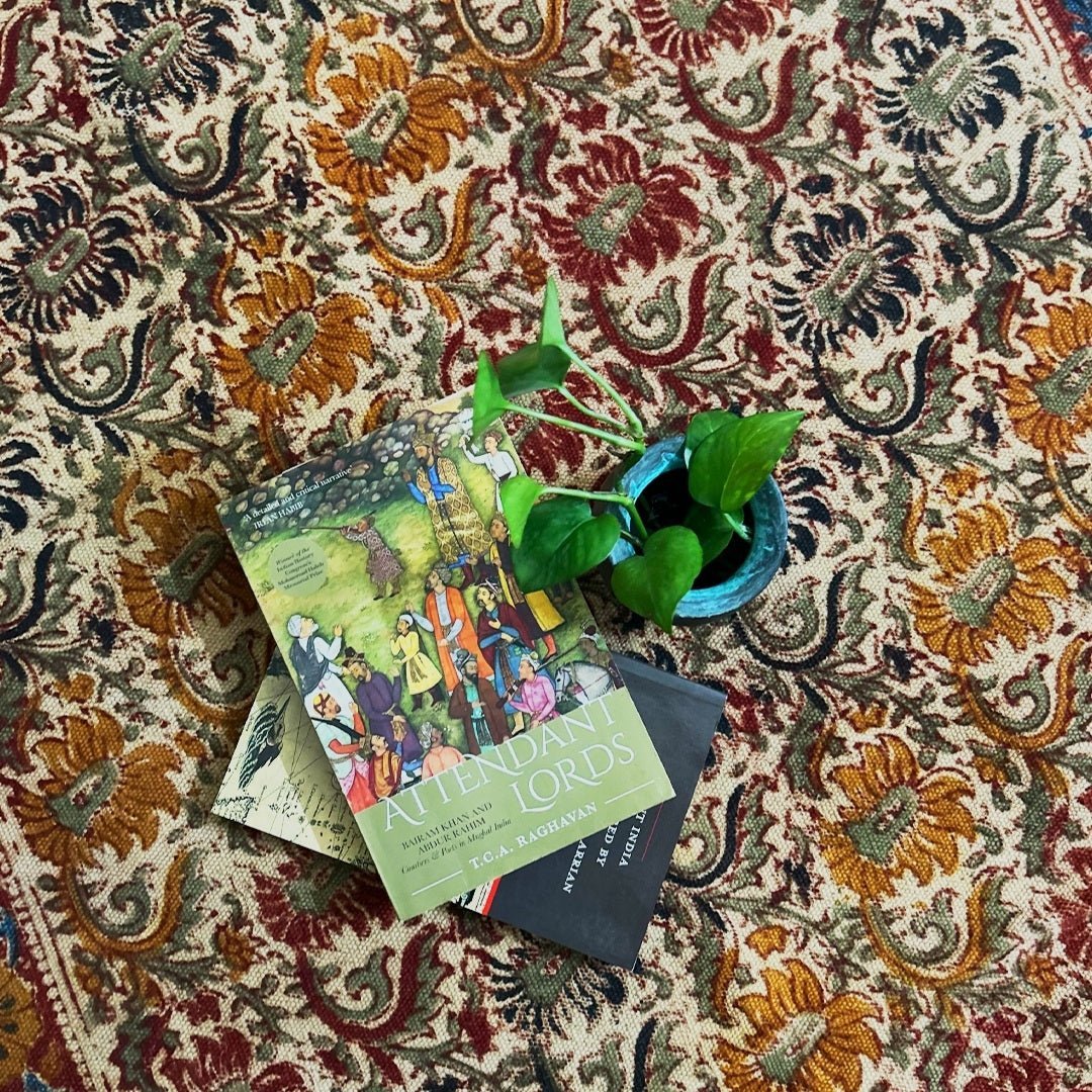 Handmade Cotton Rugs With Floral Kalamkari Print In Earth Tones | Handmade In India