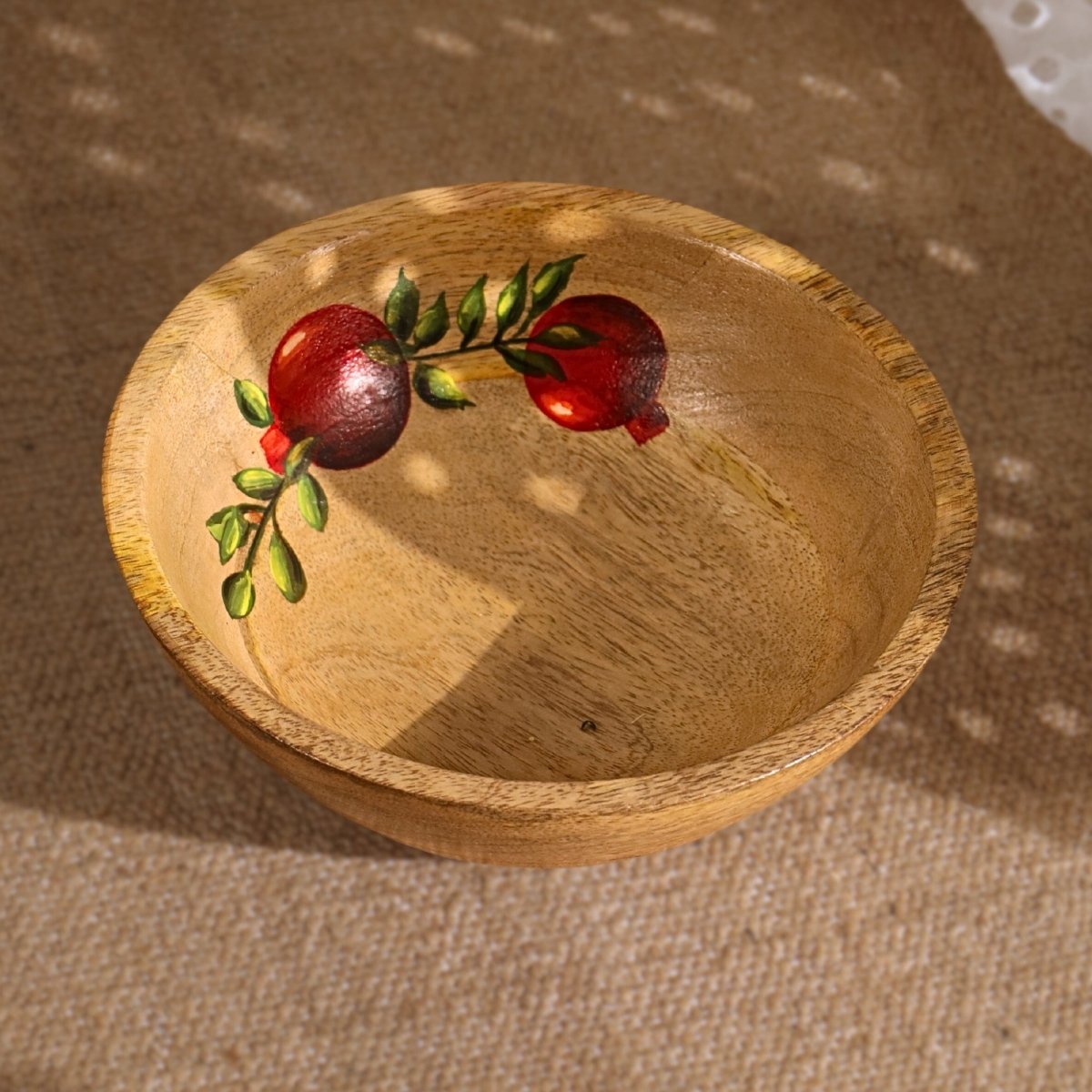 Handpainted Mango Wood Anar Salad Bowl | 2.5" Height x 8" Diameter