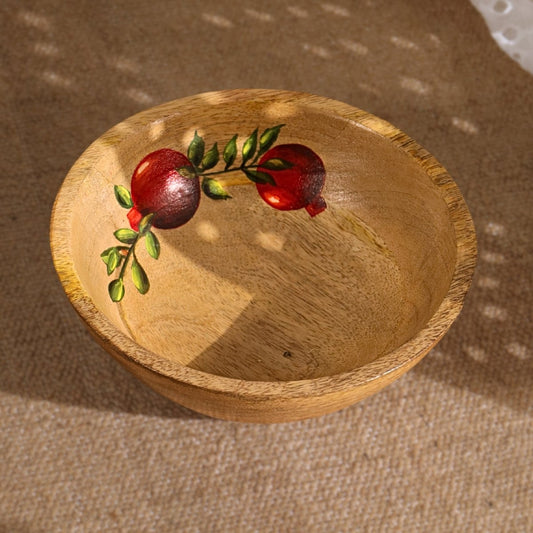 Handpainted Mango Wood Anar Salad Bowl | 2.5" Height x 8" Diameter