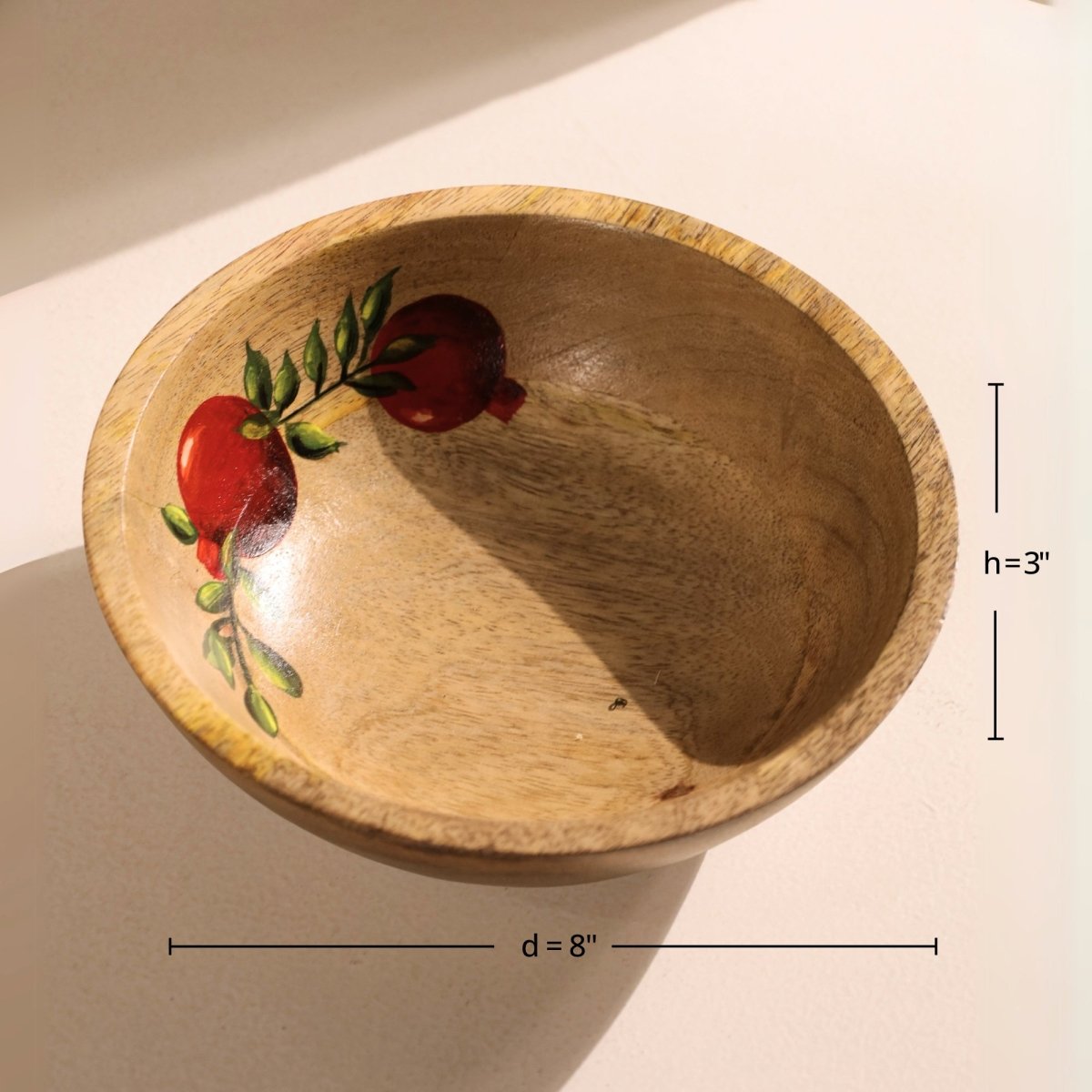 Handpainted Mango Wood Anar Salad Bowl | 2.5" Height x 8" Diameter