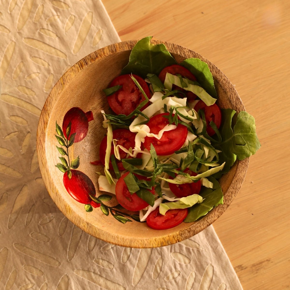 Handpainted Mango Wood Anar Salad Bowl | 2.5" Height x 8" Diameter