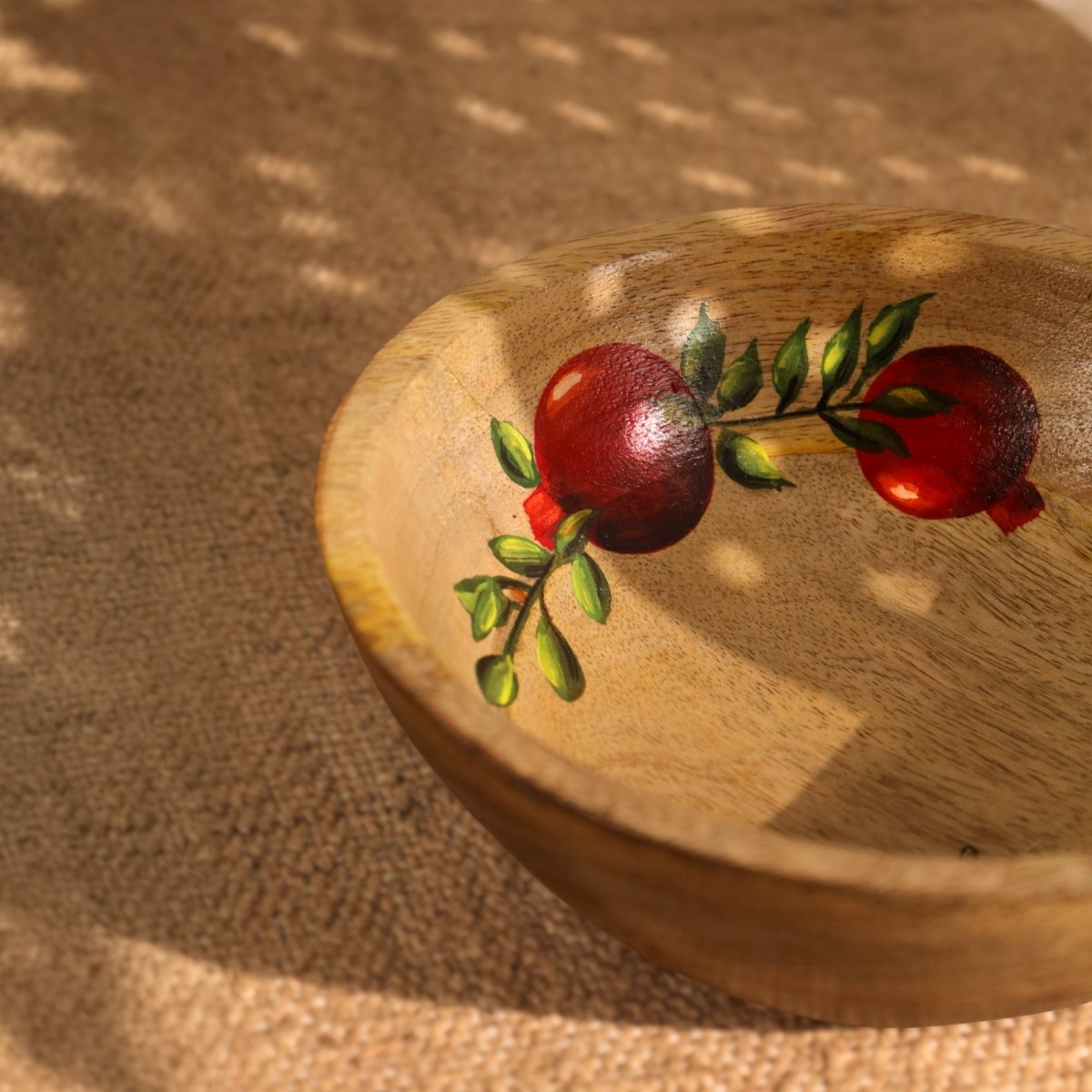 Handpainted Mango Wood Anar Salad Bowl | 2.5" Height x 8" Diameter