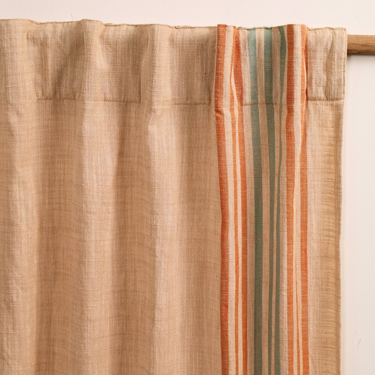 Handwoven Cotton Curtain Set in Ivory, Rust, Mustard & Teal | Door Curtains | Marigold Collection