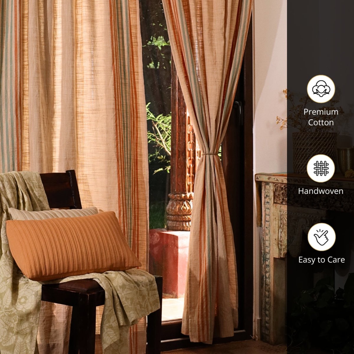 Ivory Cotton Door Curtain | Length 7ft | Marigold Collection
