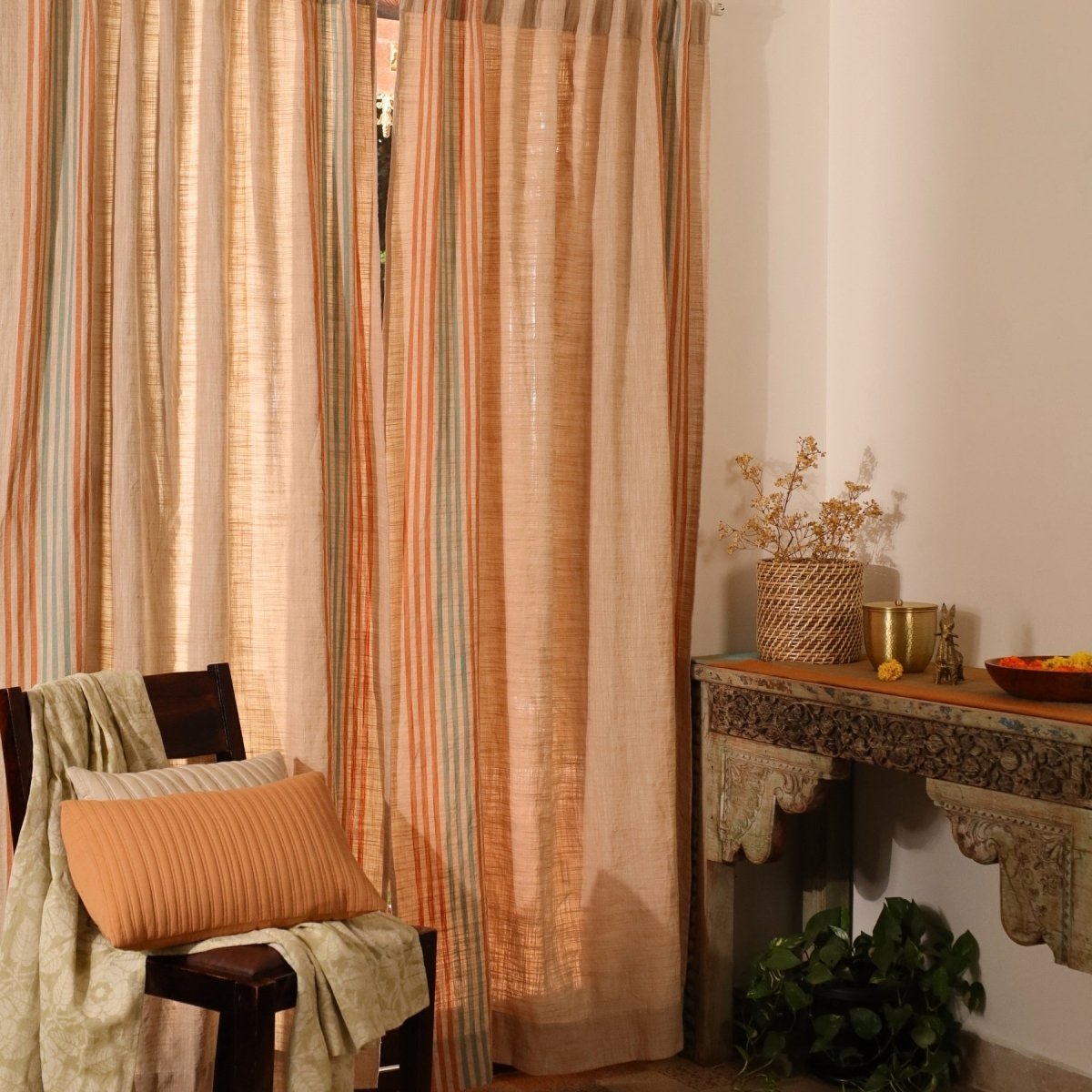 Ivory Cotton Door Curtain | Length 7ft | Marigold Collection