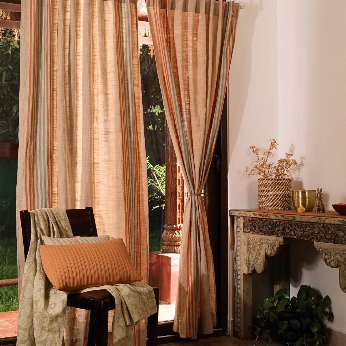 Ivory Cotton Door Curtain | Length 7ft | Marigold Collection