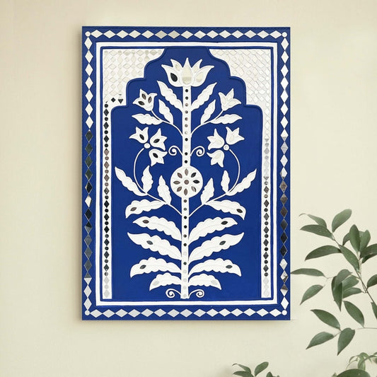 Decorative Jodhpur blue sparkle handmade mud art wall hanging, perfect for adding a regal charm