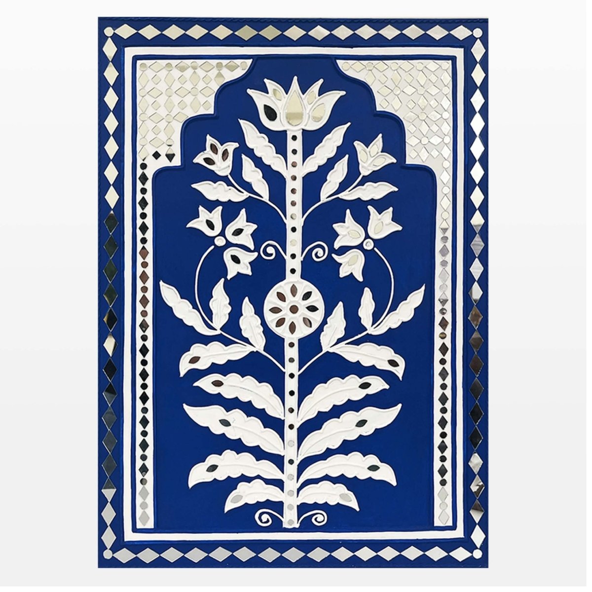 Handmade Jodhpur blue sparkle mud art wall hanging, adding a touch of elegance and sparkle
