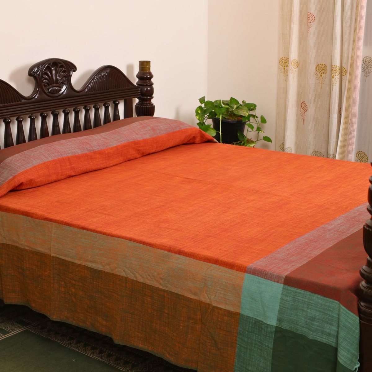 Marigold Rust Cotton Bed Cover | Marigold Collection