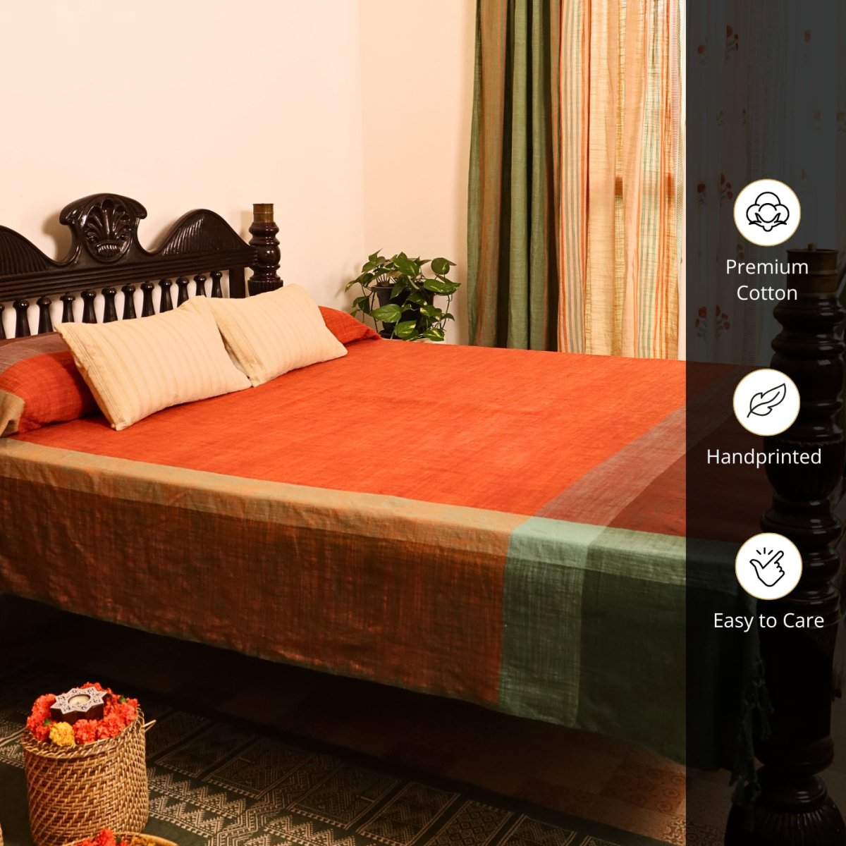 Marigold Rust Cotton Bed Cover | Marigold Collection