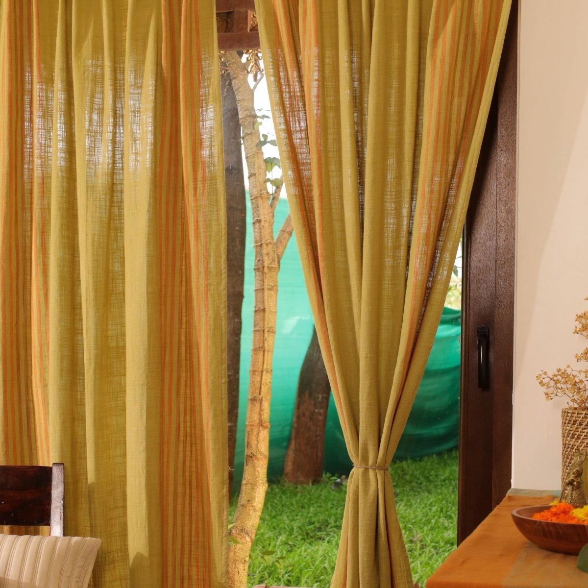 Matcha Green Cotton Door Curtain | Length 7ft | Marigold Collection