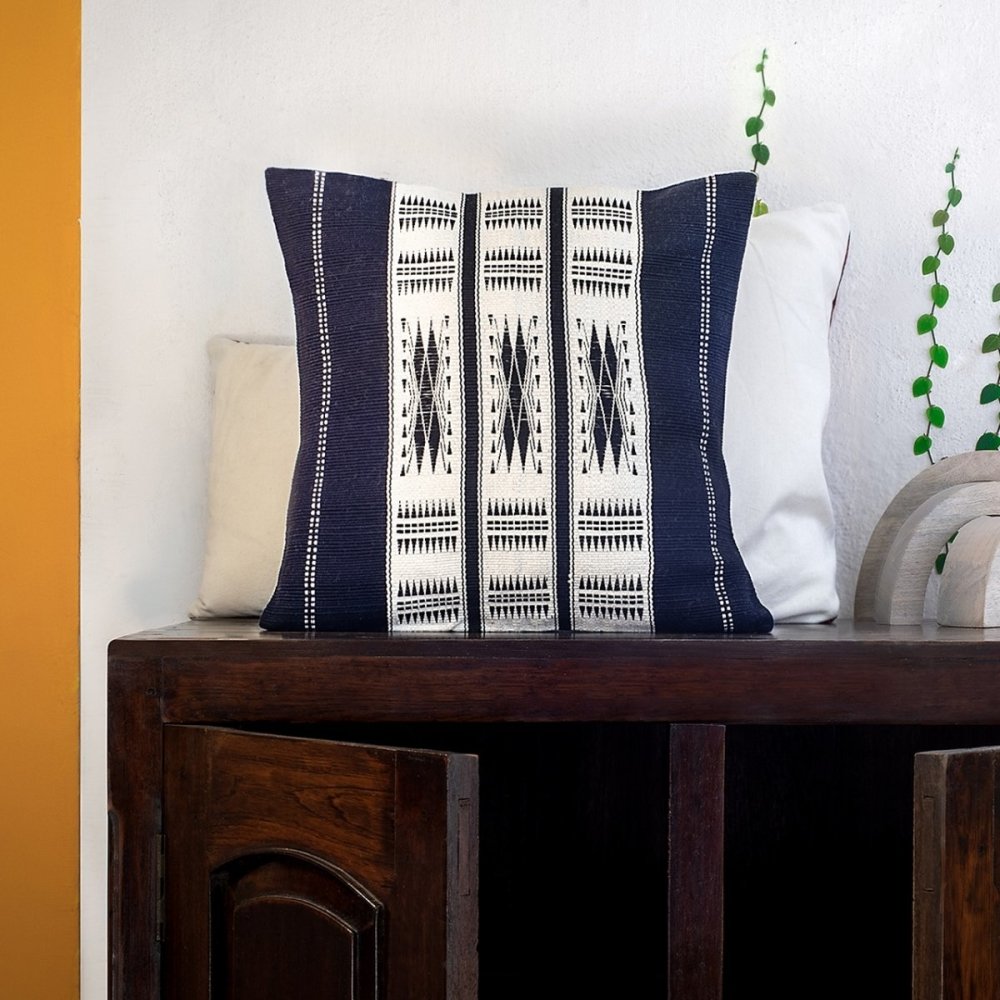 Minimalist Charm: Monochrome Tribal Handwoven Cushion Cover