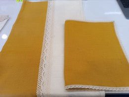 Mustard and Off White Crochet Table Runner
