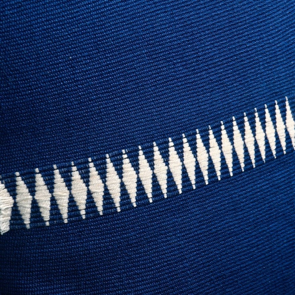 Chic Contrast: Indigo & White Lined Handwoven Cushion Cover