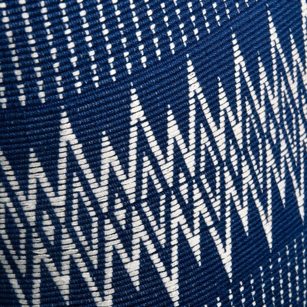 Artistic Flair: Handwoven Indigo & White Patterned Cushion Cover