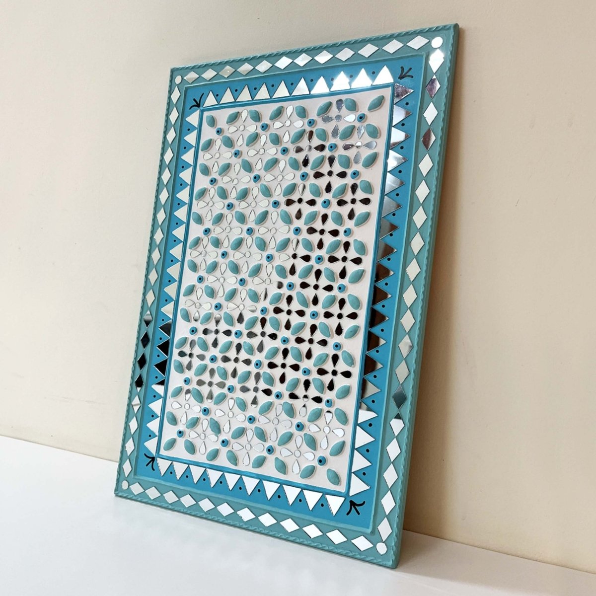 Decorative ocean blue handmade mud art wall hanging, perfect for adding a coastal feel 