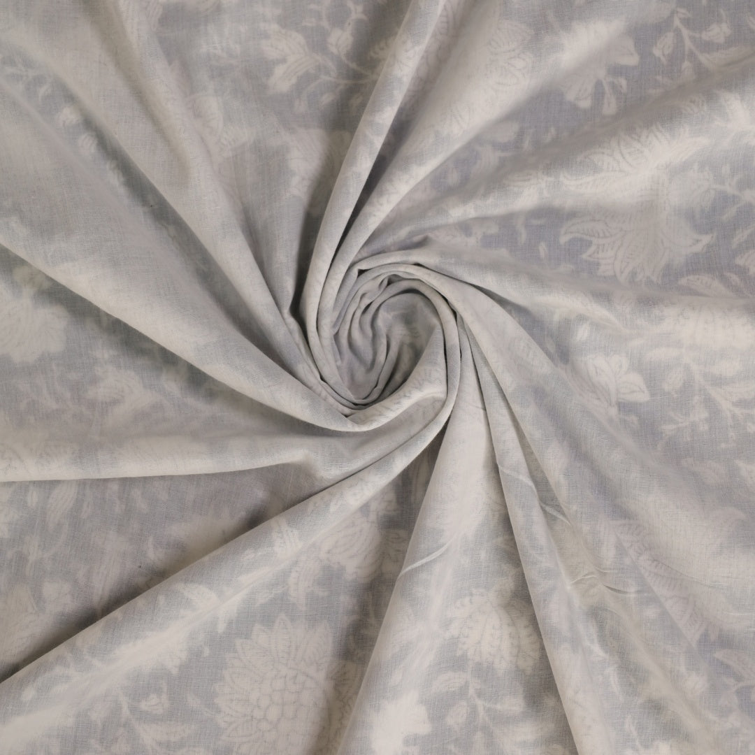 Off-White Handprinted Cotton Light Coverlet