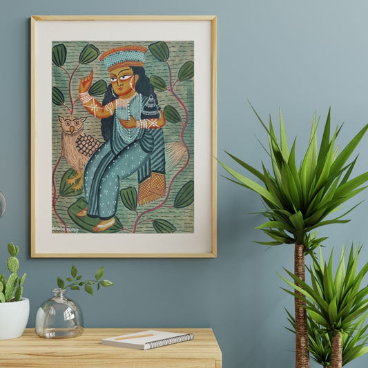 Original Hand-painted Kalighat Painting Lakshmi | Original Painting by a top traditional artist for your home