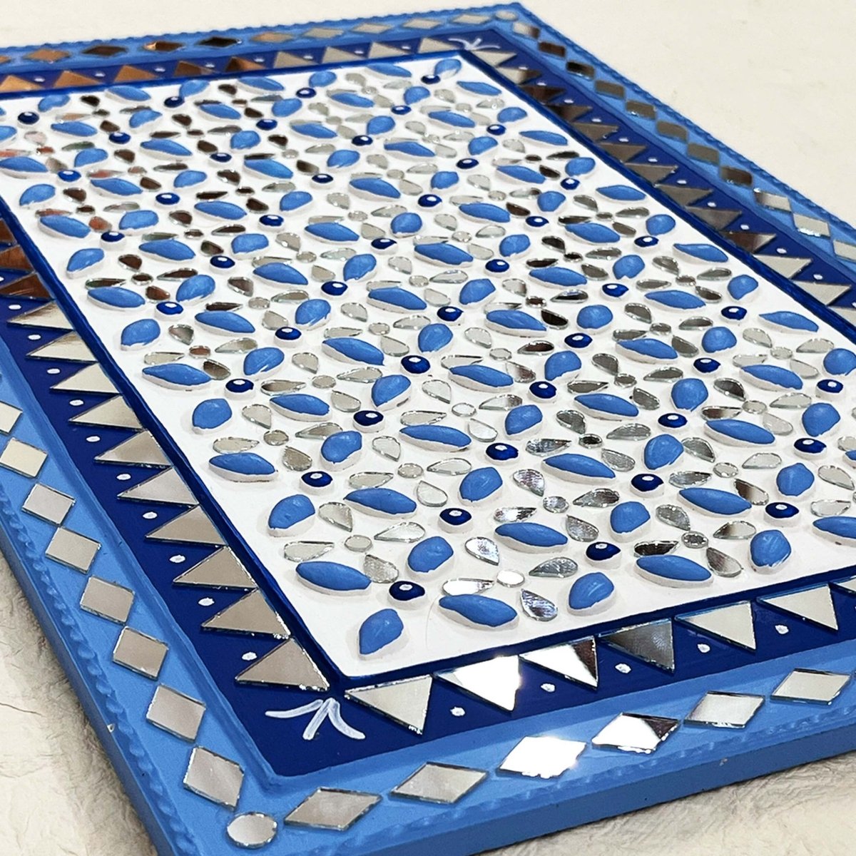 Decorative palace blue handmade mud art wall hanging, perfect for adding a regal touch to your space