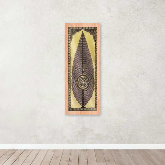 Elegant Lavender Tussar Pattachitra Painting, Traditional Artistry