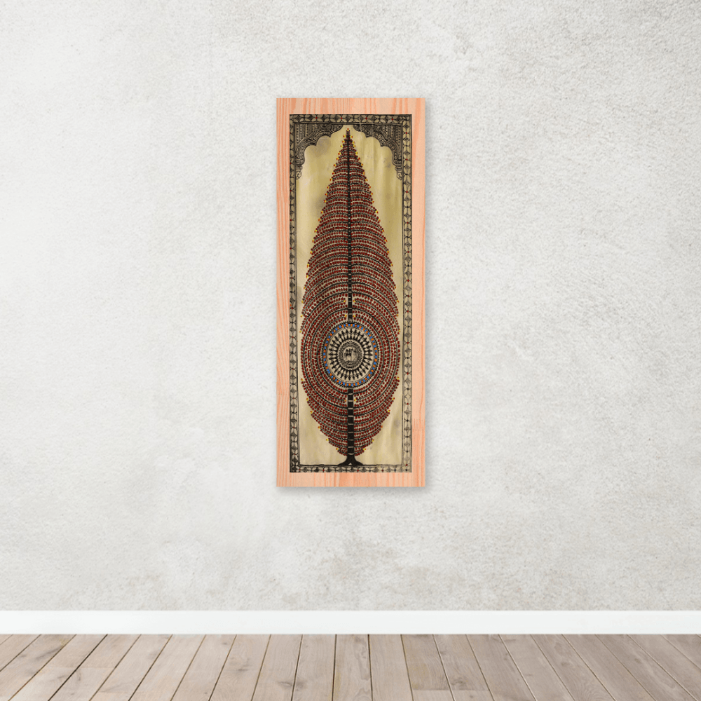 Traditional Mahogany Tussar Pattachitra art - Handcrafted