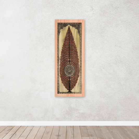 Traditional Mahogany Tussar Pattachitra art - Handcrafted