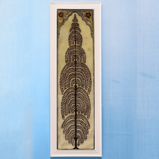 Vibrant Ruby Tussar Pattachitra, Traditional Art of India