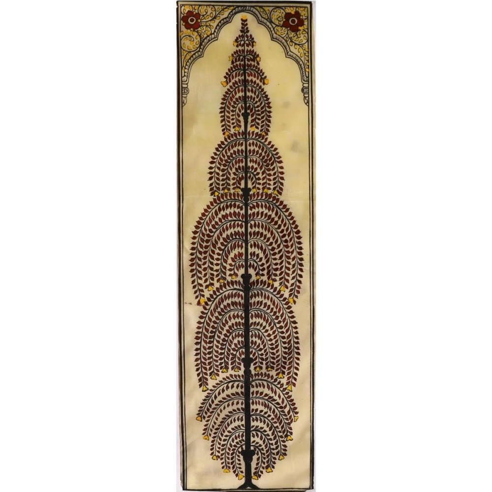 Elegant Ruby Tussar Pattachitra, Indian Traditional Craft