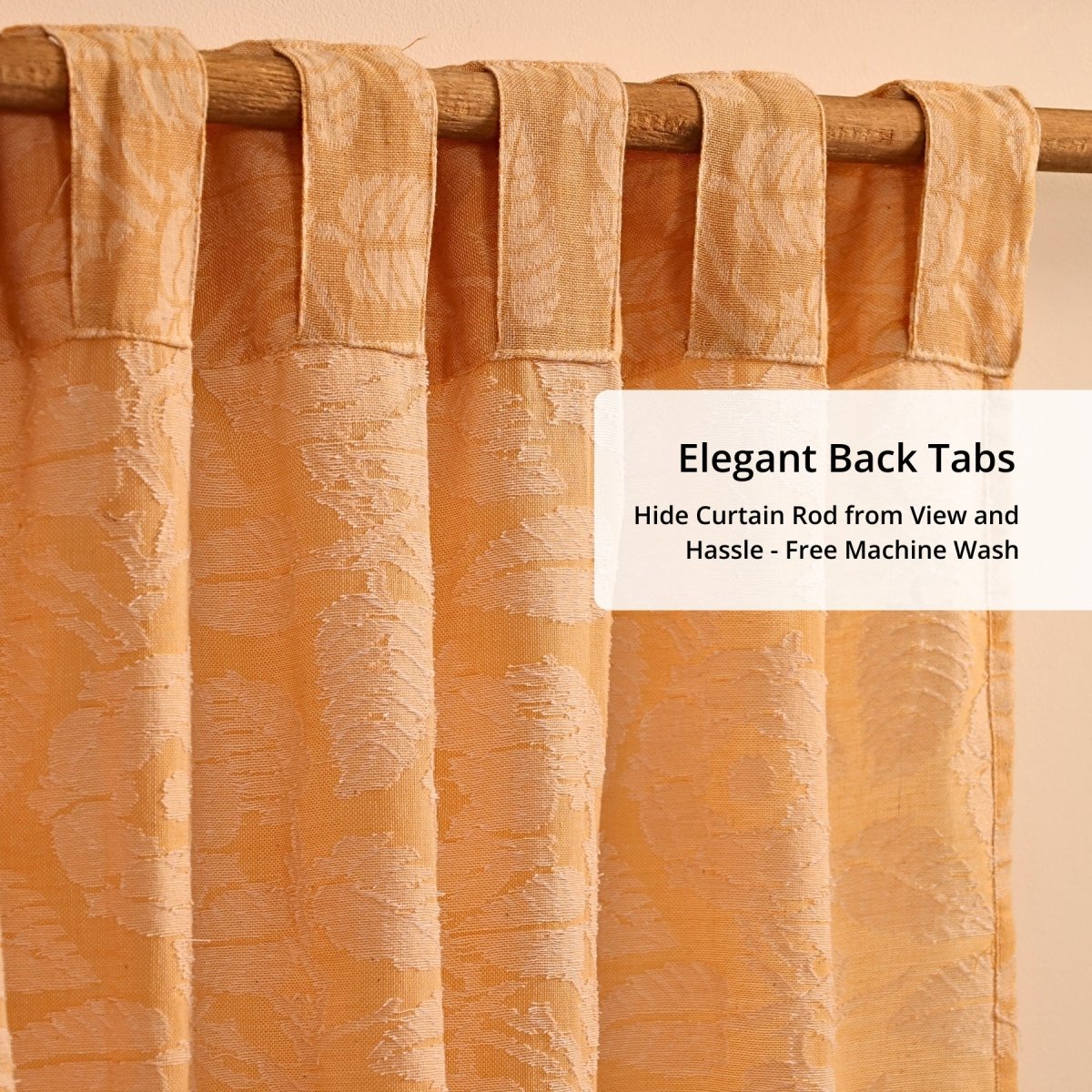 Peach Yellow Semi-Transparent Curtain for Door | Length 7ft | Marigold Collection