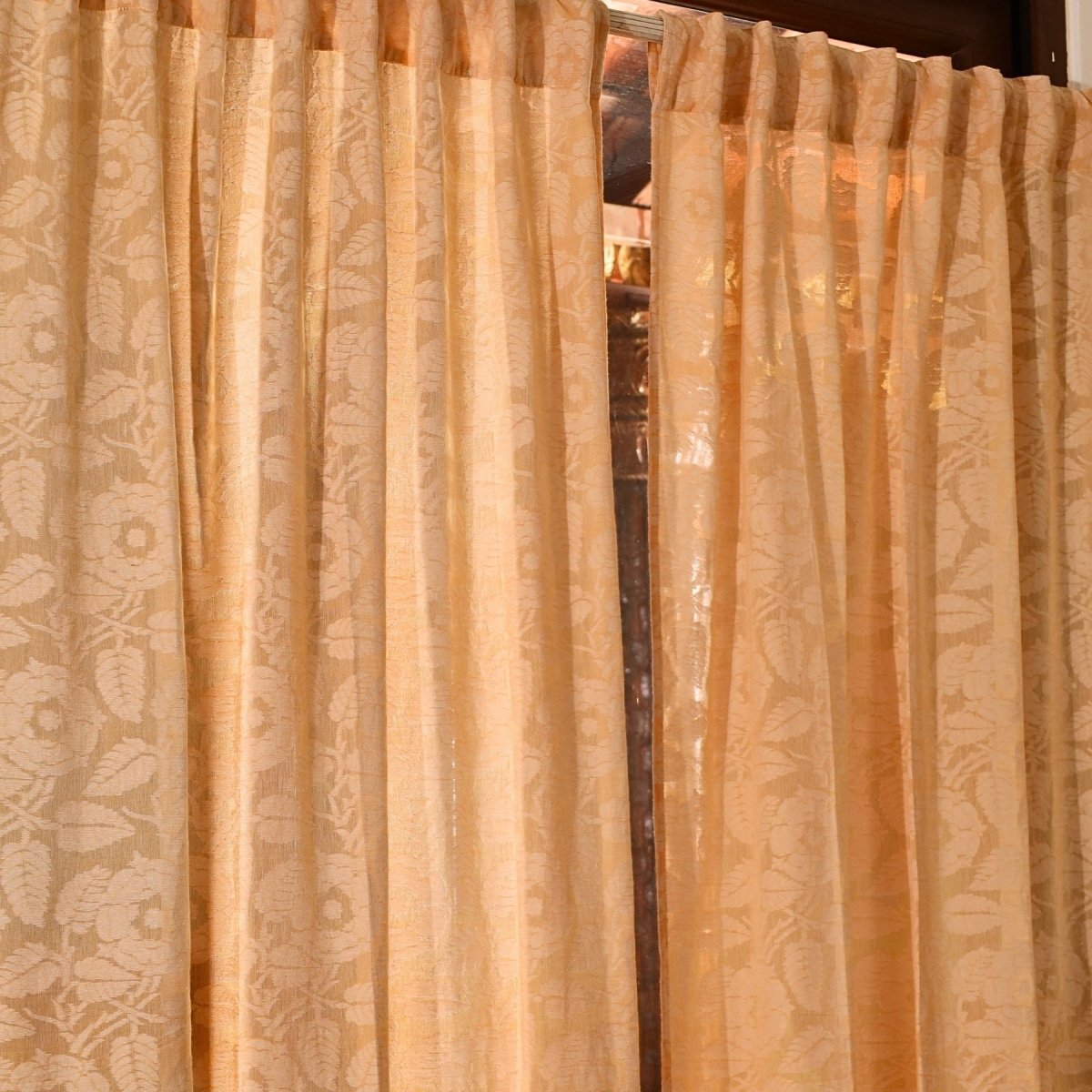 Peach Yellow Semi-Transparent Curtain for Door | Length 7ft | Marigold Collection