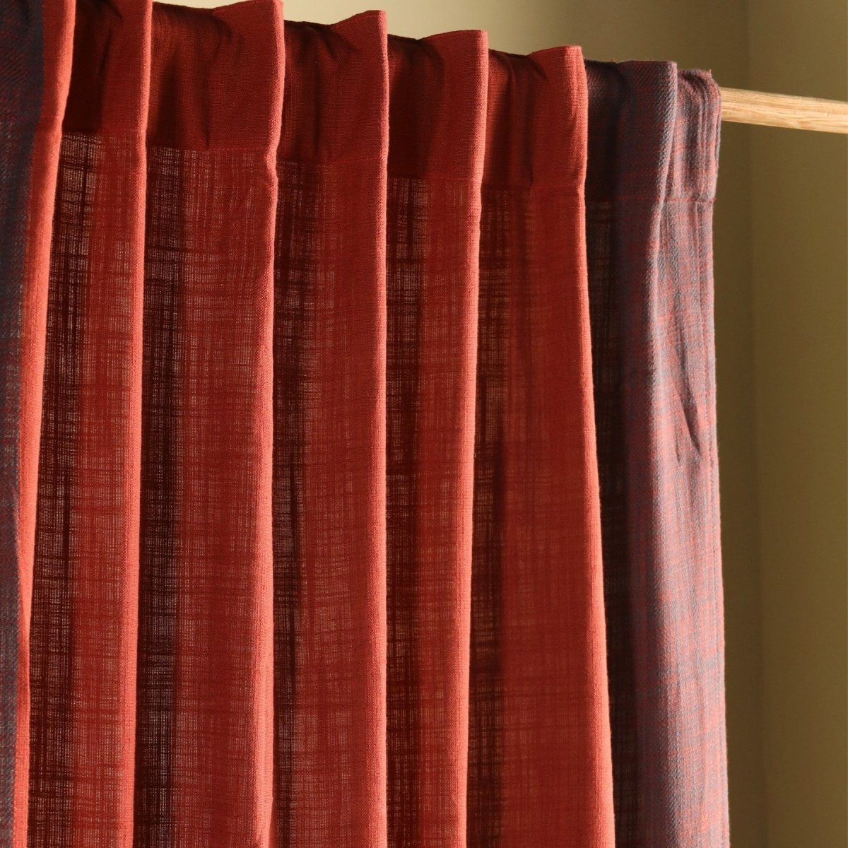 Pure Cotton Door Curtain in 7ft |Brick Red Solid Colour | Gentle Machine Wash or Hand Wash | Chintz Collection
