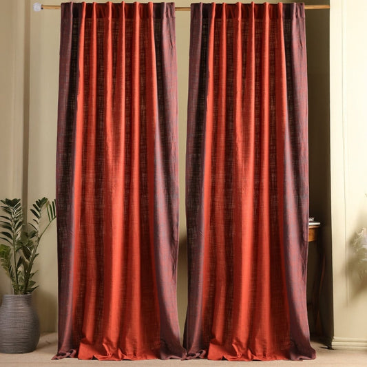 Pure Cotton Door Curtain in 7ft |Brick Red Solid Colour | Gentle Machine Wash or Hand Wash | Chintz Collection