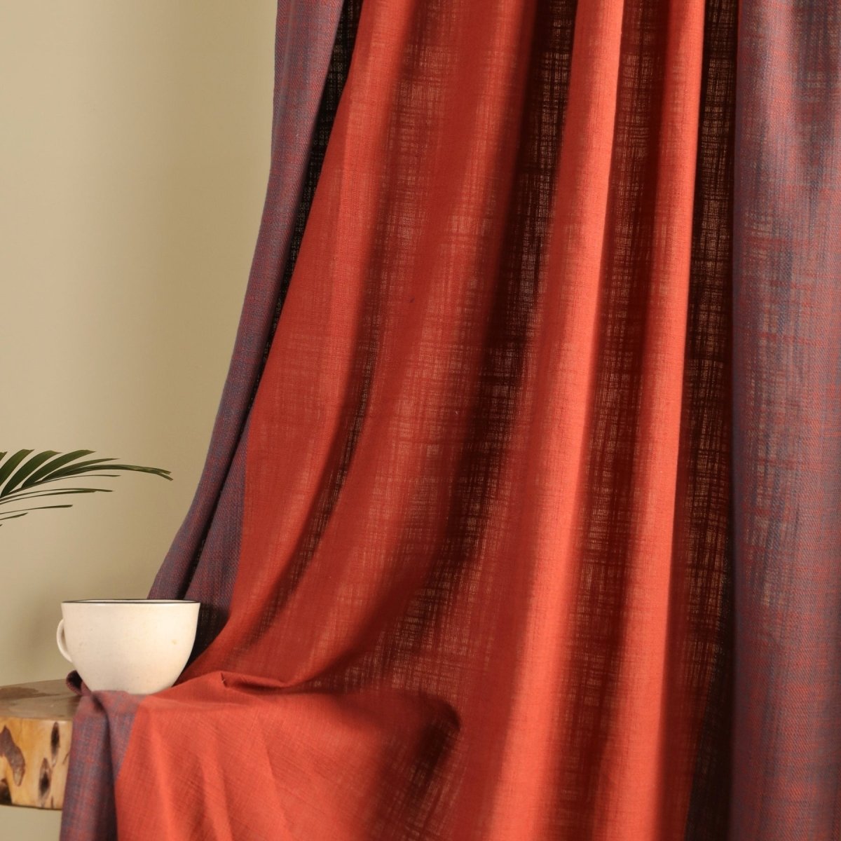 Pure Cotton Door Curtain in 7ft |Brick Red Solid Colour | Gentle Machine Wash or Hand Wash | Chintz Collection