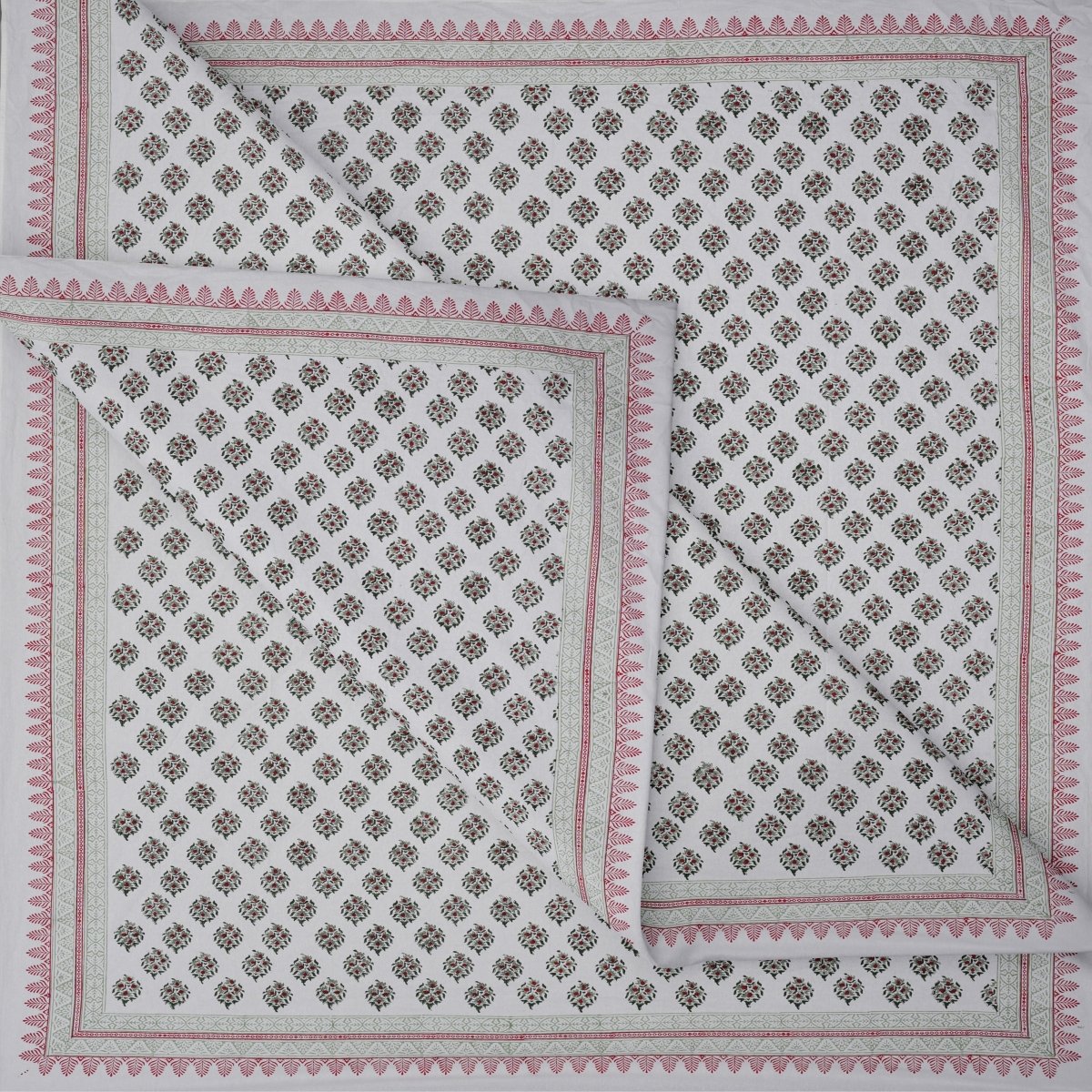 folded view of jaipur blooms printed double printed bed sheet