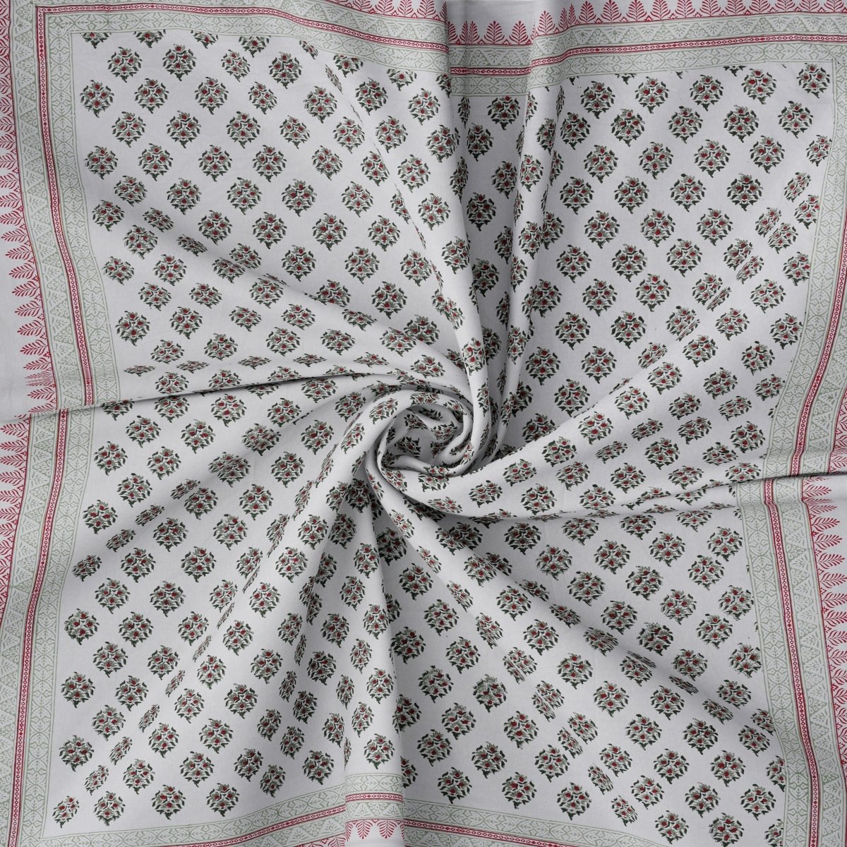 Hand Printed Jaipur Blooms Pattern in 300 thread count