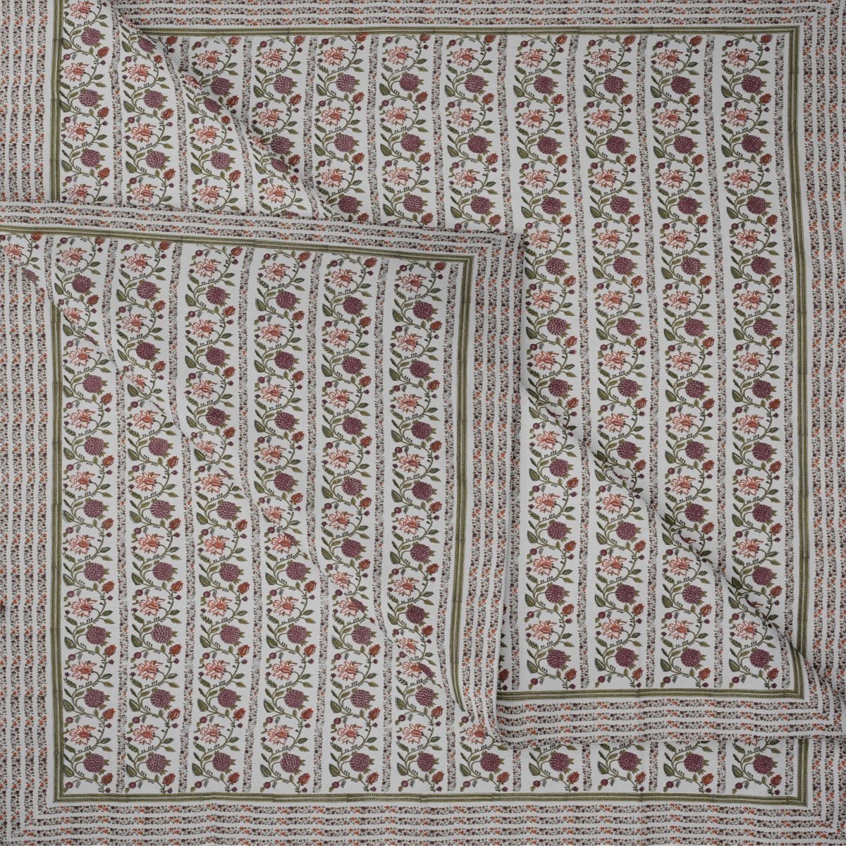 folded view of floral printed double printed bed sheet