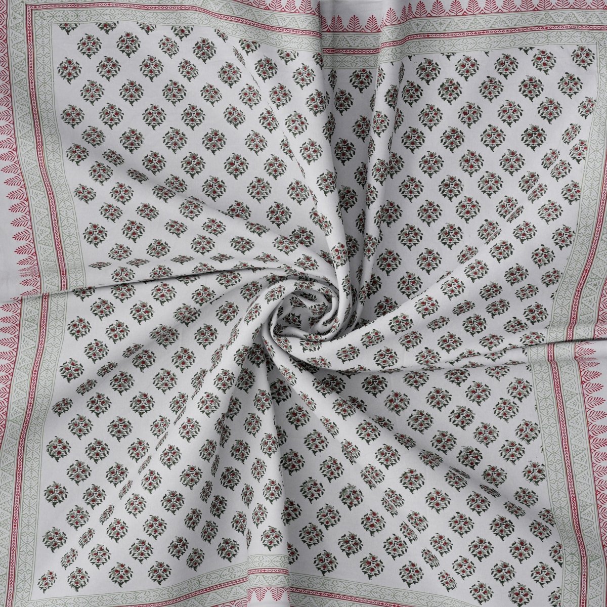 Hand Printed Jaipur Blooms Pattern in 300 thread count
